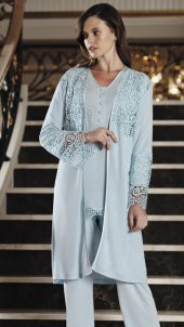 PERİN 309 Hamile Lohusa 3Lü Pijama Sabahlık Takım - 2