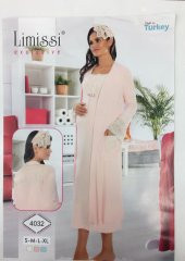 LİMİSSİ 6002 HAMİLE LOHUSA UZUN KOL İNCİ DANTELLİ HAMİLE GECELİK - 1