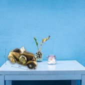 Pologift Polyester Dekoratif Araba Termometreli Masa Saati - 1