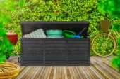 PLASTİK BAHÇE BALKON DEPOLAMA SANDIĞI 320 LT AHŞAP GÖRÜNÜMLÜ - 1