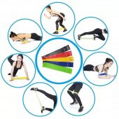 Leyaton 5'Li Aerobik Band Latex Aerobik Bandı Pilates Yoga Lastiği Set - 3