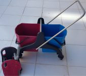 PLASTİK ÇİFT KOVALI PLASTİK PRESLİ TEMİZLİK SETİ TEKERLEKLİ - 3