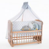 Carino Organik Boyasız 60X120 Mavi Yıldızlı Anne Yanı Beşik - 1
