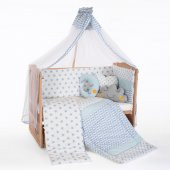Carino Organik Boyasız 60X120 Mavi Yıldızlı Anne Yanı Beşik - 2