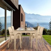 Holiday Markiz Rattan Camlı Bahçe Balkon Masa Takımı 6 Sandalyeli - 4