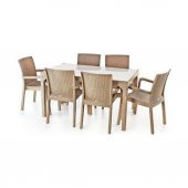 Holiday Markiz Rattan Camlı Bahçe Balkon Masa Takımı 6 Sandalyeli - 5