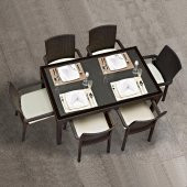 Holiday Markiz Rattan Camlı Bahçe Balkon Masa Takımı 6 Sandalyeli - 9
