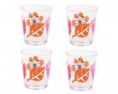 Su Bardağı 4 Lü Set Kırmızı Papatya Desenli - 1