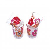 Su Bardağı 4 Lü Set Kırmızı Papatya Desenli - 3