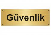 GÜVENLİK YÖNLENDİRME LEVHASI 5cmX20cm ALTIN RENK METAL - 1