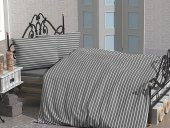 Çeyiz Diyarı Stripe Çift Kişilik Nevresim Takımı Gri - 1