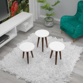 Onelineavm/Zigon Sehpa/Ahşap Sehpa/Yuvarlak Sehpa/Üçlü Zigon Sehpa - 3