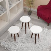 Onelineavm/Zigon Sehpa/Ahşap Sehpa/Yuvarlak Sehpa/Üçlü Zigon Sehpa - 5