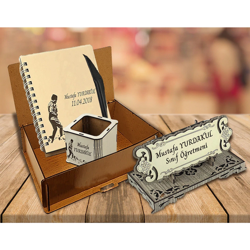 Öğretmenler Gününe Özel İsimli Defter Kalem Kalemlik İsimlik Seti thumbnail 1