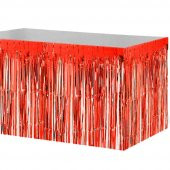 Metalik Folyo Kırmızı Püskül Masa Eteği 75x400 Cm - 2