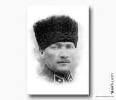 Mavi Gözlü Atatürk Kanvas Tablo- Siyah Beyaz Atatürk Resmi - 1