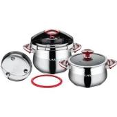 OMS 5-7 Lt Matik Düdüklü Tencere Kırmızı Kulp - 1