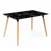 Eames Masa Siyah Mermer Desenli Ahşap 80x120 - 1