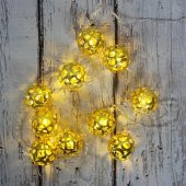 Led Işık Metal Top 10'lu Şerit Aydınlatma Pilli Ağaç Süsü - 1