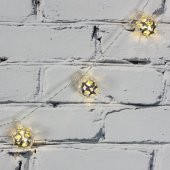 Led Işık Metal Top 10'lu Şerit Aydınlatma Pilli Ağaç Süsü - 5