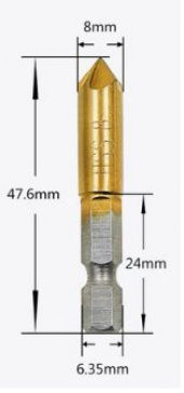 Titanyum Kaplı Havşa Matkap Ucu 5 kanatlı 8mm x 1 adet - 1