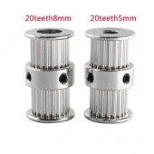 3D Yazıcı GT2 Çift Başlı Senkron Tekerlek Dişli 20 dişli 5mm x 1 adet  (rf127) - 1