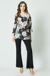 PANTALON İSPANYOL PAÇA SORALLİNE 1691 SİYAH - 1