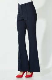 BAYAN PANTOLON İSPANYOL PAÇA SORALLİNE 1691 LACİVERT - 1