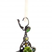 CHİSENTİ YEŞİL TONLU ÇİÇEK FİGÜRLÜ KRİSTAL TAŞLI VE METAL SALLANTI KADIN KÜPE CHBKU176 - 2