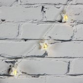 Led Işık Ahşap Yıldız 10'lu Şerit Aydınlatma Pilli Ağaç Süsü - 2