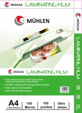 Mühlen Laminasyon Makinesi Filmi 100 Mc A4 1 Paket 100 Adet - 1