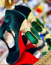 D&G Tasarım Bayan Lüx Kadife Topuklu Yeşil Ayakkabı [ Kadın ] - 8