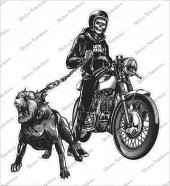 Motorcu Kurukafa motor ve köpek kuru kafa Sticker 00545 - 1