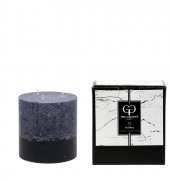 Stone Silindir - Koyu Gri 12 x 12 cm Dekoratif Mum - 1