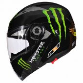 AR1 Monster Çene Açılır Vizörlü Motosiklet Kaskı Siyah - 1