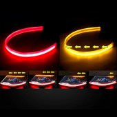 Far Dışı 60cm AUDI STİL KAYAR SİNYALLİ KIRMIZI GÜNDÜZ LEDİ FAR KAŞI - 3