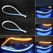 Far Dışı 60cm AUDI STİL KAYAR SİNYALLİ MAVİ GÜNDÜZ LEDİ FAR KAŞI - 7