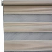 Koyu Krem Rengi Gradyan Dar Pileli Zebra Perde - 2