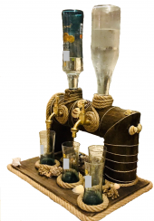 Doğal Ahşap Rakı Şarap Çeşmesi Çift Başlıklı - 2