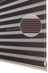 Kahve Rengi Dar Pileli Polyester Zebra Perde - 1