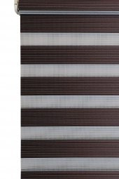 Kahve Rengi Dar Pileli Polyester Zebra Perde - 2