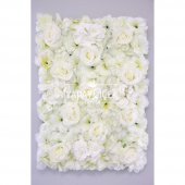 Yapay Lüx Duvar Çiçeği Ortanca ve Gül Zemin Kaplama Duvarı 40x60 cm Krem - 1