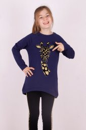 Toontoy Kız Çocuk Zebra Flok Baskılı Tişört - 1