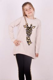 Toontoy Kız Çocuk Zebra Flok Baskılı Tişört - 5