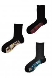 Kadın Siyah Desenli 3lü Çorap 61294024 - 2