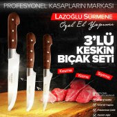 Lazoğlu Sürmene 3 Lü Bıçak Seti TESCİLLİ MARKA  ORJİNAL HG BIÇAK LAZ BIÇAK SETİ - 5