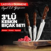Lazoğlu Sürmene 3 Lü Bıçak Seti TESCİLLİ MARKA  ORJİNAL HG BIÇAK LAZ BIÇAK SETİ - 7