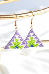Zariass Küpe Miyuki Üçgen Desen Lila-Yeşil - 1
