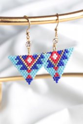 Zariass Küpe Miyuki Mavi Üçgen Desen - 1