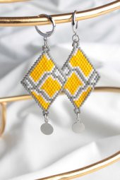 Zariass Küpe Miyuki Sarı Baklava desen - 1